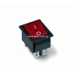 Interruptor  1 tecla - 2 pos - 6 term - rojo